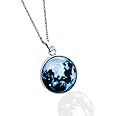 Saizen Pink Glowing Moon Necklace Stainless Steel pendant locket for Girl