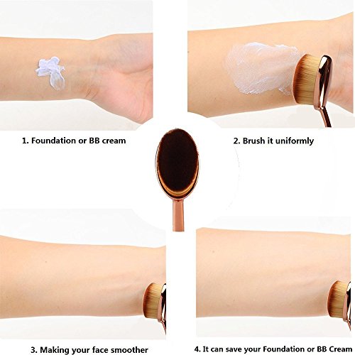 Oshide Make Up Pinsel Oval Zahnbürsten Bürste Face Puder Foundation Schmink Pinsel- Rose Gold - 6