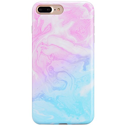 iPhone 7 plus Funda iPhone 7 plus Carcasa Silicona Anfire Suave Flexible TPU Gel Fundas Cubierta Para iPhone 7 plus  5 5 pulgadas  Ultra Delgado Protecci  n C  scara Goma Duradero Case Cover Anti Choque Ultra Ligero Resistente Funda Tapa M  rmol Dise  o Rosa Azul