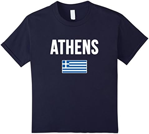 Kids Athens Greece T-shirt Greek City Souvenir Travel Flag Tee 10 Navy