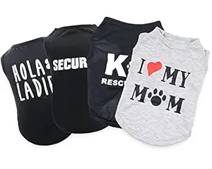 4 Pieces Pet Dog T Shirt I Love My Mom K9 Unit HOLA Ladies Security Print Puppy Shirts Extra Small Dogs Clothes for Boys XS Summer Dog Tshirt Boy Chihuahua Tshirts Cat Clothing Yorkie Vest Apparel