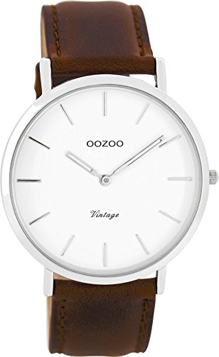 Oozoo Vintage Ultra Slim Leder 40 MM Weiss/Rotbraun C7758 Oozoo Vintage Ultra Slim Leder 40 MM Weiss/Rotbraun C7758