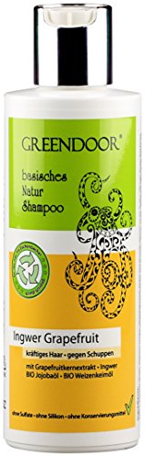 Greendoor Natur Shampoo Ingwer Grapefruit 200ml - Männer-Shampoo / for men, für kräftiges Haar & gegen Schuppen - 100% biologisch abbaubar, aus Bio Olivenöl und Bio Kokosöl, basisches Shampoo ohne Silikon, ohne Sulfate, ohne Konservierungsmittel, basische BIO Haarpflege, all natural