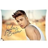 Impresión dos lados. Justin Bieber easiskins rectangular de tamaño estándar con cremallera juego de funda de almohada de 20 * 30 dos lados número 75