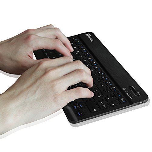 Fintie Ultradünn (4mm) drahtlos Bluetooth Tastatur Deutsche Keyboard für iOS (Apple iPad und iPhone,Neue iPad 9.7 Zoll 2017, iPad Pro 10,5 Zoll, iPad Pro 9.7, iPad Air 2, iPad Air, iPad Mini 1 / 2 / 3, iPad 2 / 3 / 4) Funktionstasten für iOS, 9-Zoll (Schwarz) - 3