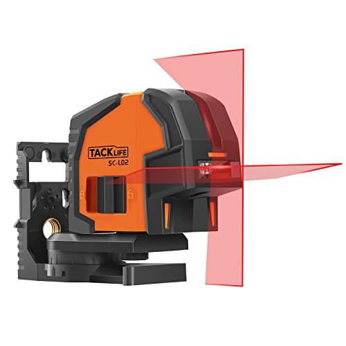 Tacklife SC L02 Klassischer Kreuzlinien-Laser mit Messbereich 20M und Neigungsfunktion, 130 Grad selbstnivellierenden Kreuzlinien und Vertikale Linie, Linienlaser IP 54 Staub- und Spritzwasserschutz( inkl. Schutztasche, Magnetische schwenkbare Haltung)
