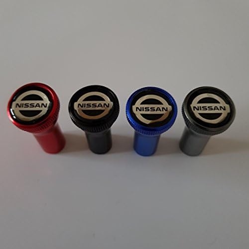 Sportimo Black NISSAN Huge 15mm logos Premium Alloy Valve Dust Caps witha free 27mm Stem covers to match