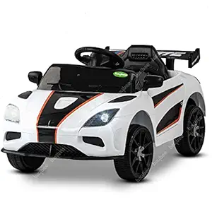 Baybee Chrono Rechargeable Battery-Operated Ride on Electric Car for Kids | Ride on Baby Car with Foot Accelerator & Music| Battery Operated Big Car for Kids to Drive 2 to 4 Years Boys Girls (White)