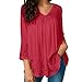 Produktbild SUNNSEAM Damen Tops,Damen Lange Ärmel Einfarbig Oberteil Tops Spitzennähte Shirt Beliebt Lässig Sommerweste Lose Regelmäßige Langarm Gemütlich Bluse