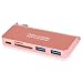 Produktbild Wokee Hohe GeschwindigkeitUSB-C 3.1 Typ-C SD / TF Kartenleser Hub USB 3.0 Combo PD-Power für MacBook 12 Zoll USB-NABE Multifunktions USB 3.0 Nabe mit -Schaltern für Laptop-Notizbuch PC Computer (Rose Gold)