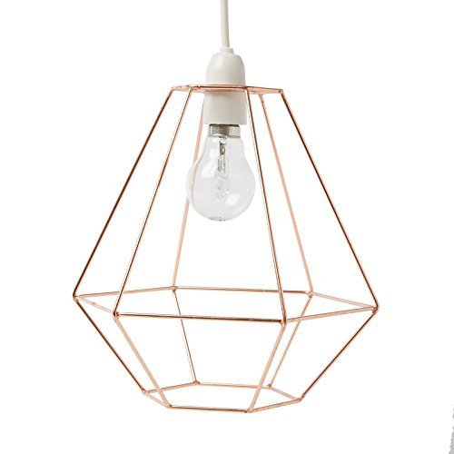 Just Contempo Diamant Draht Deckenleuchte Anhänger, Kupfer