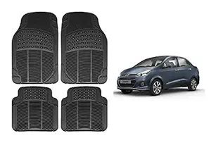 RS Enterprises Carpet Floor/Foot 4D Rubber Mats for Hyundai Xcent Car Black