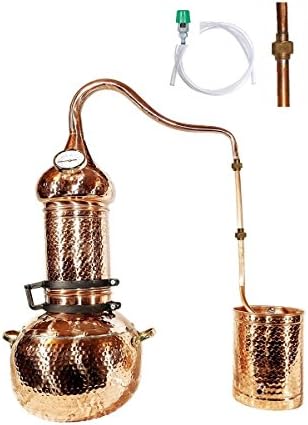 Rotating Column Still, Essential Oils, Alcohol, Moonshine Distiller, Hydrosols (20 Litre+Brass Connector+PVC Tubing,Tap Connector)