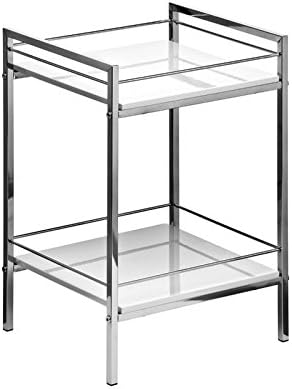Room Furniture Stylish Design 2 Shelf 51cm Bookcase with Chrome Base (Material: Wood/Metal, Fully Assembled) (White High Gloss)