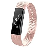kingko Smart Watch Damen Fitness-Tracker ID115 Intelligente Uhr Herzfrequenz-Überwachung Schlafüberwachung Informationen Erhalten IP67 Wasserdicht Kompatibel mit Android und IOS (Rotgold)