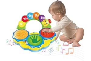 Felly Zabawka muzyczna dla dziecka w wieku 6 miesięcy - 1 rok, przenośna zabawka muzyczna dla niemowląt, bęben ręczny, instrument muzyczny, zabawka do wczesnej edukacji, światło, zabawne dźwięki,