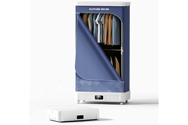 Sèche-linge électrique avec roulettes et étagères à 2 niveaux, 1300 W, pliable et sans installation, armoire de séchage d'une capacité de 500 L, minuterie de 4 heures et télécommande, prise UE