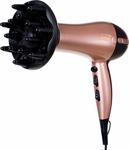 ThermoProtect Haartrockner / Föhn mit IONen Technologie, Haarföhn mit starken 2200W, Haare trocknen mit echter Kaltstufe, 2 Aufsätze ( Stylingdüse + Diffusor), rosegold - 3