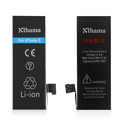 Batterie Compatible pour iPhone 5 Li-ion 1560mAh avec Kits d outil de R  paration Feuille en verre tremp   Manuel de R  paration en Francais et Adh  sif double face Nouveau remplacement de batterie est 0-cycle  24 mois de garantie Production de 2018