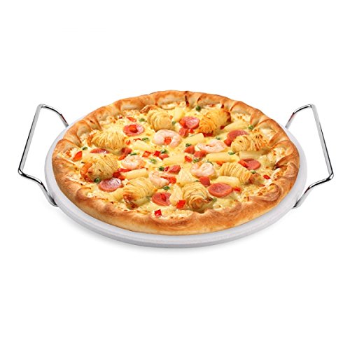Pizzastein Ø 25,4 cm Cordierit mit Metalgestell für Gas Kohle Grills