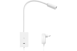 ENUOTEK Lampada da Lettura a Luce Dimmerabile a LED, Applique Lettura Letto LED 4000K Bianca Neutra, Lampada da Lettura a Collo di Cigno da 4W, Lampada da Letto con Porta di Ricarica USB da 2A