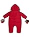 The Essential One - Red Quilted Fur Trim Pramsuit - EO182 - Newborn