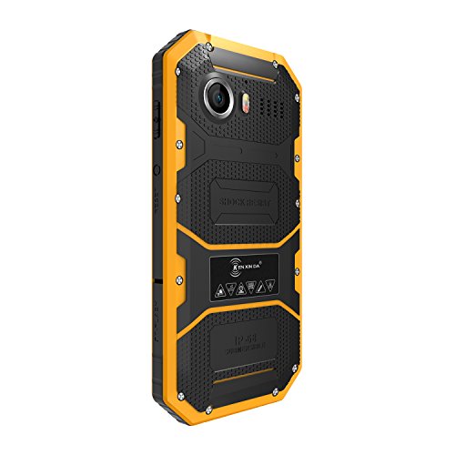 Rugged Smartphone, Kenxinda W6 Android 5.0 IP68 impermeabile/antipolvere/antiurto Dual SIM senza contratto Telefonia Mobile, Fotocamera da 5MP, 1GB di RAM, 2600mAh di Batteriaï¼ˆGelbï¼‰[Italia]
