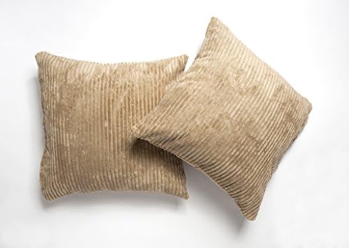 A Pair of 18in x 18in Super Soft Chenille Stripe Cushion Covers in Latte