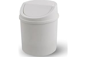 GVIVEJ Mini Poubelle, Avec Couvercle, Poubelle De Bureau, Mini Poubelle De Bureau, 12,5 X 16 Cm (blanc de riz)