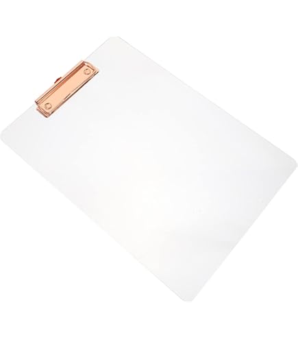 Moocci Thick Clear Acrylic Clipboard - Gold Clip With Hidden Hanging Hole For A4 Paper