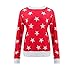 Produktbild BHYDRY Womens Casual Long Sleeve Stern gedruckt Pullover Sweatshirts Tunika Bluse Tops(Medium,Rot)