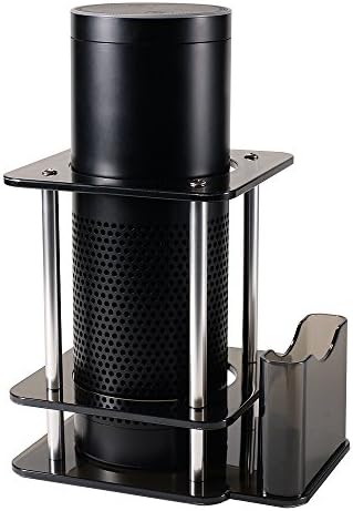 LEF ABS Stand Holder for Amazon Echo Speaker Remote Controller with a Storage Box Protection Bracket (Transparent black)