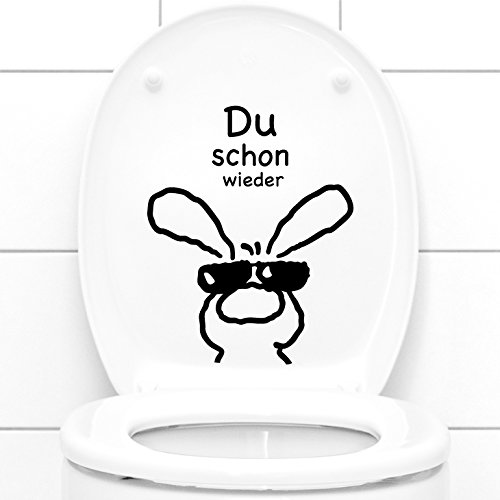 Grandora W3034 WC Aufkleber Du Schon wieder + Hase Wandtattoo schwarz