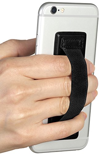 StilGut Finger-Halterung Smartphone Halter fÃ¼r die Hand, fÃ¼r verbesserte Einhandbedienung - Handy Halterung fÃ¼r iPhone 7 Plus, iPhone 6 Plus, Samsung Galaxy S7 ,Samsung Galaxy S6, Sony Xperia und mehr, Schwarz Nappa