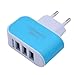 Price comparison product image USB EU plug AC Charger, 3.1A 3 Ports Triple USB Port Wall Home Travel AC Charger Adapter For S6 EU Plug (Blue)