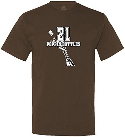 Minty Tees Men's Twenty One Poppin' Bottles T-Shirt X-Large Chocolate