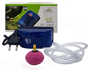 VENUS AQUA AP-208A Plastic Aquarium Air Pump with Tube and Air Stone (Watt: 2.5W, Max Outlet: 3 L/min)