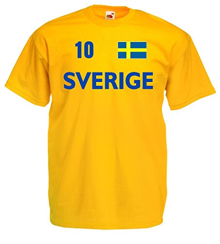 world-of-shirt Herren T-Shirt Sverige Trikot Fan Shirt Nr.10|g-xl