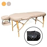 QUALITÄT: Massagebank aus hochwertigem Voll-Holz (Buche). Bezug aus PU-Kunstleder (schadstoffgeprüft, geruchsneutral, weich, warm, umweltfreundlich, wasserabweisend). Kopfteil aus Aluminium. TÜV-zertifizierte Behandlungsliege. 10 Jahre Garantie auf Gestell, 3 Jahre auf Polsterung