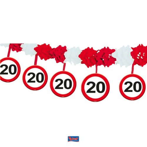 Girlande Verkehrsschild 20 Jahre / 4 Meter
