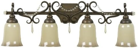 Jeremiah 10833PR4 Brasilia 4 Light Vanity Light Fixture with Caramel Speck Glass, Peruvian Bronze by Jeremiah