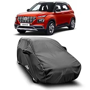 VIRMANG - Water Resistant - dust Proof - car Body Cover for Hyundai Venue SX Plus Diesel car Cover - Water Resistant UV Proof - car Body Cover (Grey with Mirror)