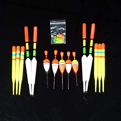 15 PCS Vertical Buoy Sea Fishing Floats Assorted For Most Type Angling with Attachment Rubbers Fishing Lures