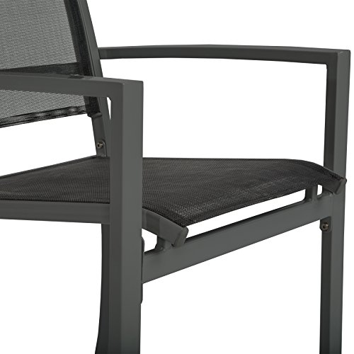 TecTake 2er Set Gartenstuhl Metall | mit Armlehnen | Dunkelgrau - 4