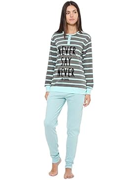 LCW00006 Pigiama donna Lee Cooper mod. Green Marine caldo cotone a manica lunga. MEDIA WAVE store ®