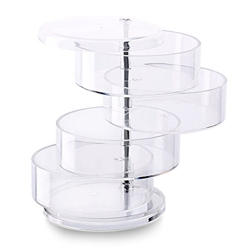 Schönes Leben* Acryl Kosmetik Organizer Kosmetik Aufbewahrungsbox Cosmetic Storage Box Transparent 4 drehbare Fächern für Haargummi, Nagellack, Schmuck Aufbewahrung - 4