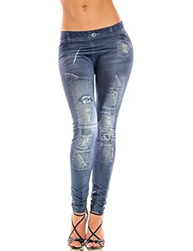 Ostenx Sexy JEANS-LOOK-LEGGINGS Jeggings Leggins JEANS-Destroyed-Look Hose Treggins