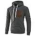 Produktbild ZHRUI Herren Langarm Patchwork Hoodie Kapuzen-Sweatshirt Tops Jacke Mantel Outwear (Farbe : 2-Dark Gray, Größe : CN 2XLUK 20)
