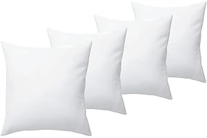 Rohi Pack Of 4 Hypoallergenic Duck Feather Cushion Inserts 45cm x 45cm (18"x 18") - Double Stitched Seams - Bed & Sofa Cushions with Duck Feather & Down Filling (pack of 4,18" x 18" | 45cm x 45cm)