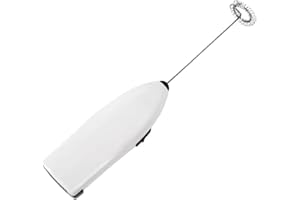 RESAES RESISTANT AND AESTHETIC Espumador de Leche Eléctrico de Alta Velocidad, Mini Batidora Espumador Leche de Mano Ergonómico de Acero Inoxidable para Espuma Perfecta en Leche, Café, mezclador Huevos, Compacto y Ligero (Blanco)